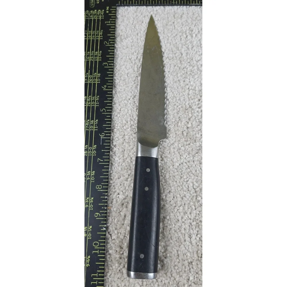 KitchenAid Steak Knife Silver Black Serrated Stainless Steel Triple Rivet